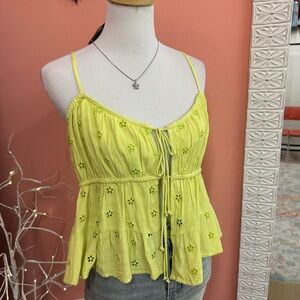 NWT! American Eagle Outfitters Lime Green Eyelet Camisole